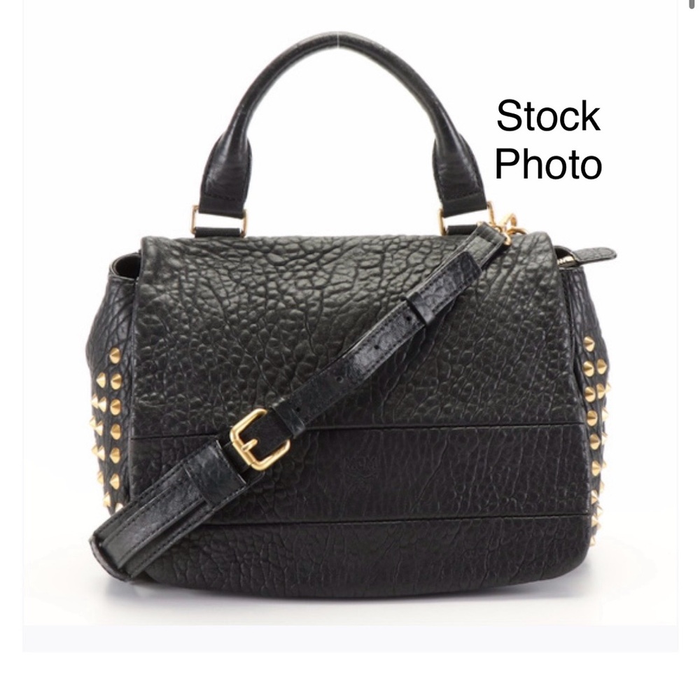 MCM EUC Studded Leather Two Way Flap Bag